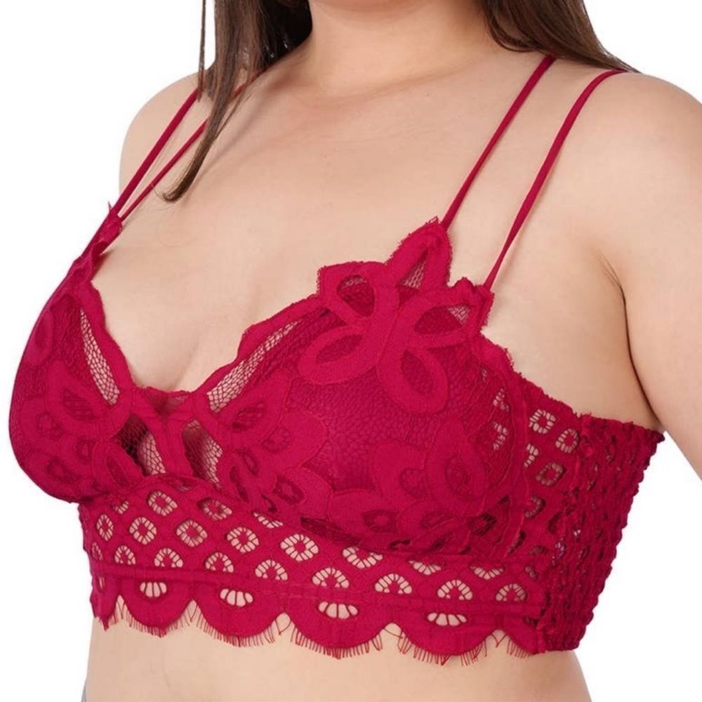 Fiesty Burgandy PLUS Lace Bralette Bra size 3X